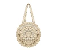 Bolso Redondo de la Paja Mujeres, Funda Grandes Bolsos de Bandolera Verano Hecho a Mano Totes de Playa Ratán Tejidas a Mano Para Estilo Boho Para Viajes, Fechas y Vacaciones