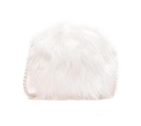 Bolso Redondo de Mujer Blanco de Felpa Cadena de Perlas | Tamaño 20x20x3cm, Tacto Suave y Estilo Chic, para Maquillaje y Salidas Casuales