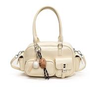 Bolso retro con múltiples bolsillos, bolso de almohada, bolso de axila de cuero suave, 2