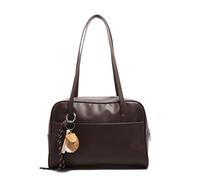 Bolso retro de bolso PU hombrera de hombro superior-argumento hoja placa para mujeres (marrón) (café)