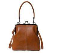 Bolso retro vintage elegante pequeño bolso ajustable de piel sintética estilo británico retro | de besos lock para teléfono, mujeres, viajes de casa y trabajo al aire libre, marrón, Se