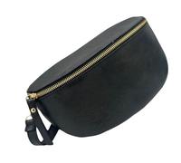 Bolso Riñonera Mujer Espacioso Bandolera Elegante Cuero Piel Brillante Bolso Chica Moda para Dia A Dia (Negra)