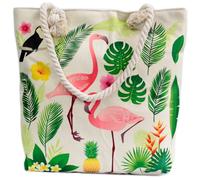 Bolso shopper con asa de cuerda - tropical flamenco