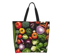 Bolso Shopper Introducción De Diversas Verduras Plegable Bolso Tote Casual Bolsa Tela Para Amigas Trabajo Estudiantes