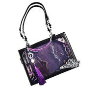 Bolso Shopping Mujer - Bolso Tote Hombro Streetwear | Tote Hombro Vintage para Compras Diarias Citas Viaje Vacaciones, Morado Negro, riferimento alla descrizione