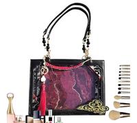 Bolso Shopping Mujer - Bolso Tote Hombro Streetwear | Tote Hombro Vintage para Compras Diarias Citas Viaje Vacaciones, Negro y rojo., riferimento alla descrizione