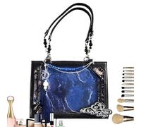 Bolso Shopping Mujer - Bolso Tote Hombro Streetwear | Tote Hombro Vintage para Compras Diarias Citas Viaje Vacaciones, Negro y azul., riferimento alla descrizione