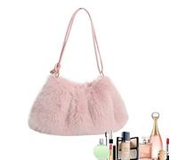 Bolso simple de felpa mullida - para mujer de gran capacidad, ac bolso suelto | Bolso minimalista de la de asas para citas, vida, rosa, Se référer au descriptif