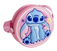 Bolso Stitch Niño Disney - Bolso bandolera redondo rosa con cierre de cremallera y correa ajustable para niña