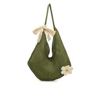 Bolso tejido de gran capacidad 2025 nuevo bolso de axila de un solo hombro de alto valor bolso de playa de vacaciones de ocio de verano for mujer(Greensilkscarf)