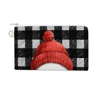 Bolso tipo cartera de lona, muñeco de nieve de Navidad con sombrero rojo, bufanda impresa, monedero con cremallera, pequeña bolsa de cosméticos