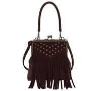 Bolso tipo hobo con flecos occidentales para mujer, con flecos, estilo vintage, para viajes, compras, uso diario, rojo vino, 7.87x7.87x1.97inch