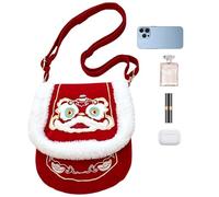 Bolso Tote Bordado Bolso De Mano Bordado Rojo Afelpado Mujer