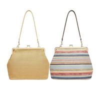 Bolso Tote De Paja Para Mujer Bolso Grande Retro Con Cierre De Beso | El Bolso De Paja Tejida Tamaño Grande Verano Viaje Vacaciones Compras Trabajo Gimnasio Noche Universidad Mercado