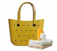 Bolso tote impermeable oversize lavable a prueba de golpes duradero abierto | Bolsa de playa, ideal para piscina, barco, deportes y libre, actividades a prueba de punta y duradera, amarillo,
