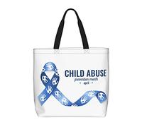Bolso Tote Mes De Concientización Sobre La Prevención Del Abuso Infantil Bolso De Hombro De Lona Reutilizables Multiusos Bolsas De Compras, Para Enfermería, Trabajo, Mujeres, Estudiantes