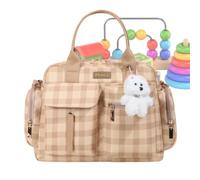 Bolso Tote Pañalera Para Mujeres Con Bolsito Pequeño Elegante de Cuadros al