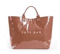 Bolso Tote Para Mujer, Bolso De Trabajo Grande, Bolso Tote De PVC Para Mujer, Shopper, Bolso Hobo Transparente Con Estampado De Letras (Marrón Claro)