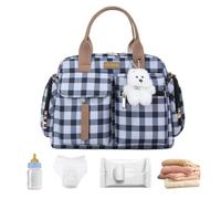 Bolso Tote Para Pañales Con Bolsito Pequeño Elegante de Cuadros al Hombro