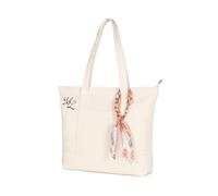 Bolso Tote Personalizado Mujer De Lona Con Nombre O Logo Bordado Bolso Grande Con Cremallera De Hombro Con Cinta Regalo Para Dama De Honor Boda Viaje Trabajo Compras (Blanco)