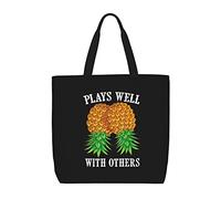 Bolso Tote Piña Boca Abajo Juega Bien Con Los Demás Bolsa De Tela Para Mujeres Multiusos Reutilizables Bolsas De Compras, Para Enfermería, Trabajo, Mujeres, Estudiantes