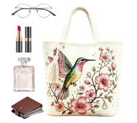 Bolso Tote Tejido A Ganchillo Tote Casual Con Estampado De Flores Y