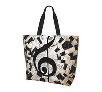 Bolso Tote Tema Musical Claves Musicales Impreso Bolso Tote Lona De Gran Capacidad Con Bolsillo Interior Bolsos De Lona De Para Muje, Para Playa, Mujeres, Diario, Trabajo