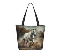 Bolso Totebag Caballo Corriendo En El Campo Bolso Tote Lona Multiusos Reutilizables Bolsas De Compras, Para Niñas, Mujeres, Estudiantes, 50x40cm
