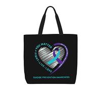 Bolso Totebag Concienciación Sobre La Prevención Del Suicidio Bolsa De Playa Reutilizables Con Bolsillo Interior Bolsas De Tela, Para Gimnasio, Trabajo, Enfermería, Diario