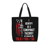 Bolso Totebag Me Identifico Como Un Teórico De La Conspiración. Los Pronombres Te Lo Dicen Así. Bolso Tote De Lona Multiusos De Gran Capacidad Bolsos De Lona De Para Muje, Para De Oficina
