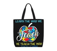 Bolso Totebag Mes De Concientización Sobre El Autismo: Maestro De Educación Especial Esencial Bolso De Hombro De Lona Con Asa Multiusos Bolsas De Tela, Para Trabajo, Niñas, Gimnasio, Escuela