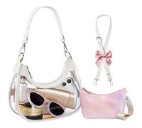 Bolso transparente con correa ajustable y cartera para mujer, adecuado para conciertos, eventos deportivos y viajes, White, 16.14x9.84x5.12inch
