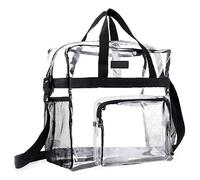 Bolso Transparente Mujer, 30x30x15cm Bolso Transparente con Bolsillos con Cremallera,Bolsos Transparentes Mujer Aprobada por el Estadio,Bolsos Transparentes para Biblioteca,Estadio,Aeropuerto,Playa