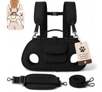 Bolso Transportín Mascotas 2 En 1 Transpirable, Mochila con Doble Correa, para Gato Perro Pequeño Viaje Veterinario Paseo (Black-Dual-Shoulder,M)
