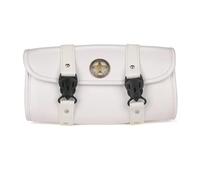 Bolso Trasero Laterales Universal para para Sportster PU Motocicleta Alforja Herramientas Bolsa Impermeable Manillar Bolsa(White A)