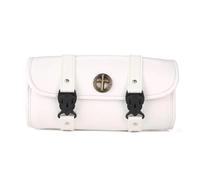 Bolso Trasero Laterales Universal para Suzuki para Sportster PU Motocicleta Alforja Herramientas Bolsa Impermeable Manillar Bolsa(White C)
