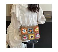 Bolso Trenzado Bolso bandolera de verano hecho a mano con gancho y flores estilo retro for mujer, bolso de hombro con cuerda de papel y crochet, bolso de mano estilo étnico con solapa Bolsos de Punto