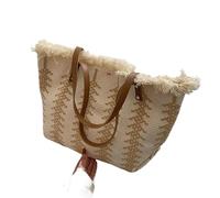 Bolso Verano Mujer Shoulder Bag Skeleton Cotton Thread Woven Bag Summer Large Capacity French Straw Bag Seaside Vacation Beach Bag Female(2-Beige)