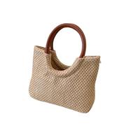 Bolso Verano Mujer Shoulder Bag Skeleton Cotton Thread Woven Bag Summer Large Capacity French Straw Bag Seaside Vacation Beach Bag Female(1-Brown)