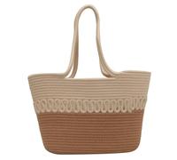 Bolso Verano Mujer Shoulder Bag Skeleton Cotton Thread Woven Bag Summer Large Capacity French Straw Bag Seaside Vacation Beach Bag Female(Khaki)