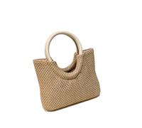 Bolso Verano Mujer Shoulder Bag Skeleton Cotton Thread Woven Bag Summer Large Capacity French Straw Bag Seaside Vacation Beach Bag Female(1-Beige)