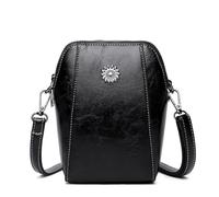 Bolso vertical de poliuretano de color sólido, mini bolsas de hombro (negro)