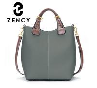 Bolso Zency de cuero para mujer, bolso tipo cubo de diseñador de lujo, bolso grande Retro, bolsos compuestos de hombro para mujer, bolso cruzado para compras Ba Blue
