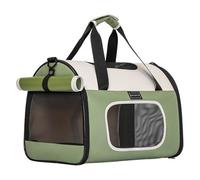 Bolsode Transporte en Laterales Antifugas Blando Peso Ligero Ventilado para Viaje/Auto/Veterinario para Perros hasta8kg(Green)