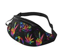 Bolsos Bandolera Arco Iris Paz Amor Signo Gesto Unisex Riñonera con Agujero De Auriculares,Moda Riñoneras De Cintura para Actividades Bici Escalada 14X35Cm
