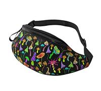 Bolsos Bandolera Fantásticos Hongos Colores del Arco Iris Unisex Riñonera Militar Hombre Casual,Moda Riñonera para Vajes Viajes Mujer 14X35Cm