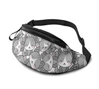 Bolsos Bandolera Linda Cara De Gato Gris Unisex Riñonera Running Ligera,Casual Riñonera Viaje para Marcha Camping Correr 14X35Cm