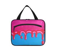 Bolsos colgantes de moda con pintura de graffiti callejero rosa y azul para mujeres que viajan con gancho, bolsa de maquillaje plegable de diseñador para artículos esenciales para mujeres que viajan