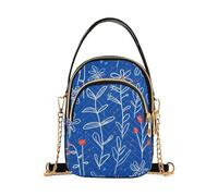 Bolsos cruzados azules con flores y hojas pequeñas para mujer con múltiples bolsillos para madres