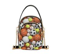 Bolsos cruzados con cadena para mujer, varios diseños de pelotas deportivas, acolchados, para llevar al hombro, para viajes, para teléfono celular